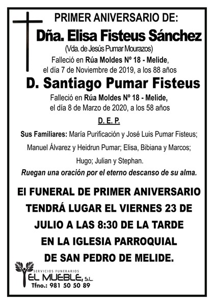 DÑA. ELISA FISTEUS SÁNCHEZ Y SU HIJO SANTIAGO PUMAR FISTEUS.