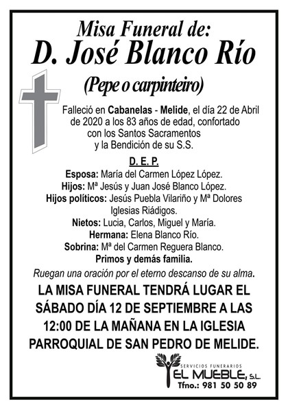 MISA FUNERAL DE D. JOSÉ BLANCO RÍO