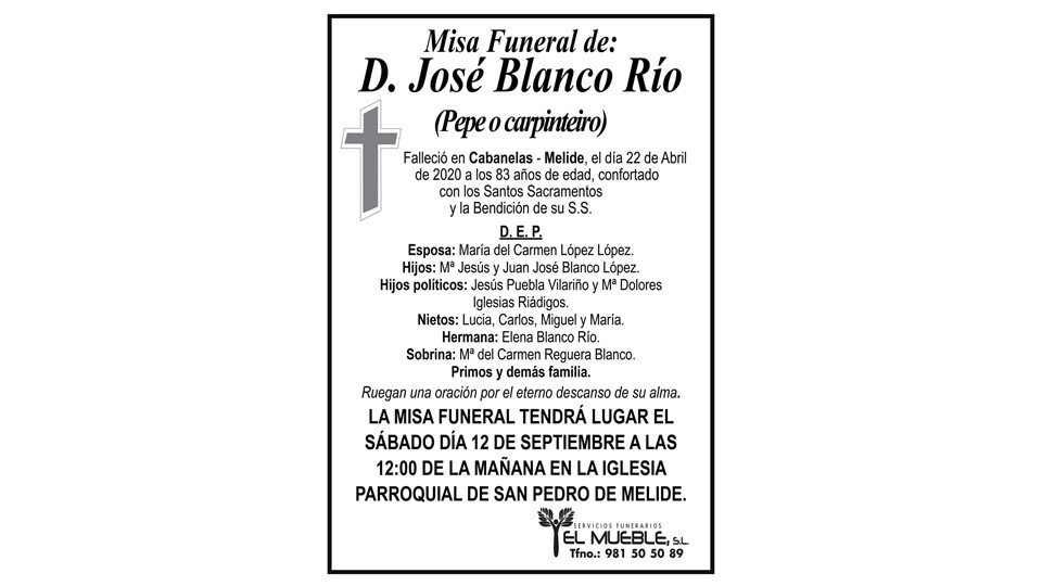 Misa Funeral De D Jose Blanco Rio Esquelas