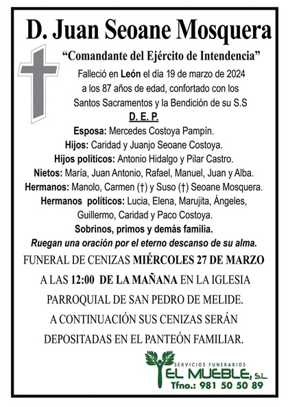 Misa funeral de D. Juan Seoane Mosquera.