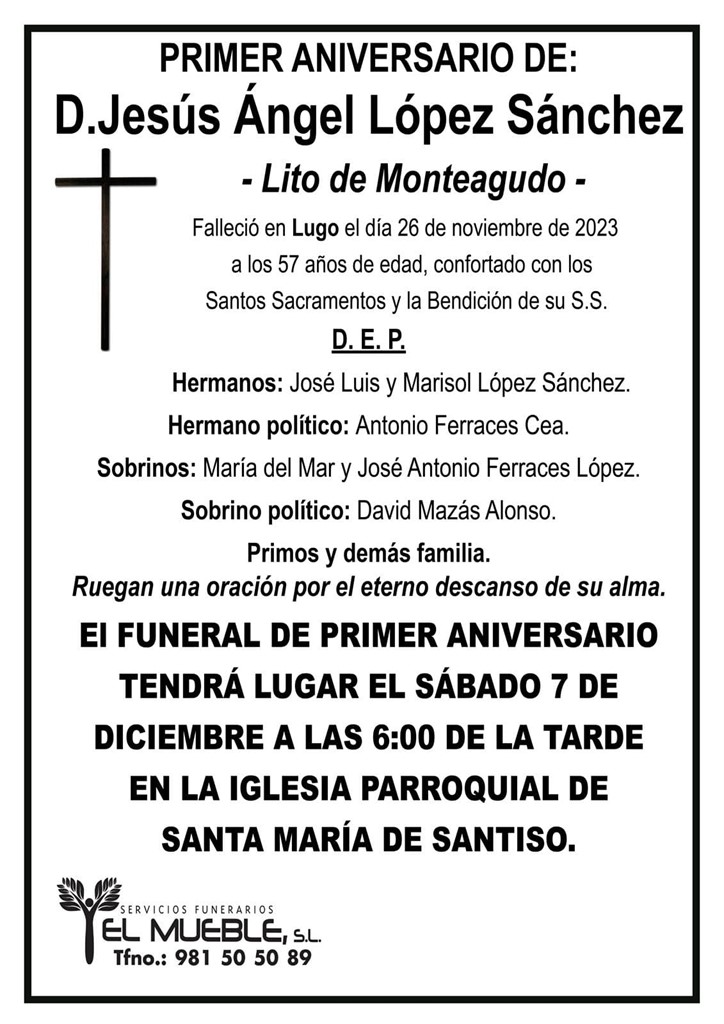 Primer aniversario de D. Jesús Ángel López Sánchez.