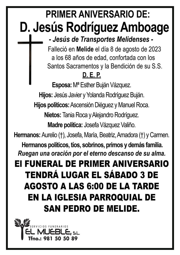 Primer aniversario de D. Jesús Rodríguez Amboage.