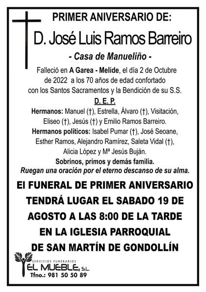 Primer aniversario de D. José Luis Ramos Barreiro.