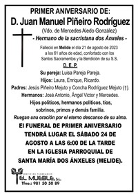 Primer aniversario de D. Juan Manuel Piñeiro Rodríguez.