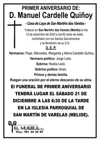 Primer aniversario de D. Manuel Cardelle Quiñoy.