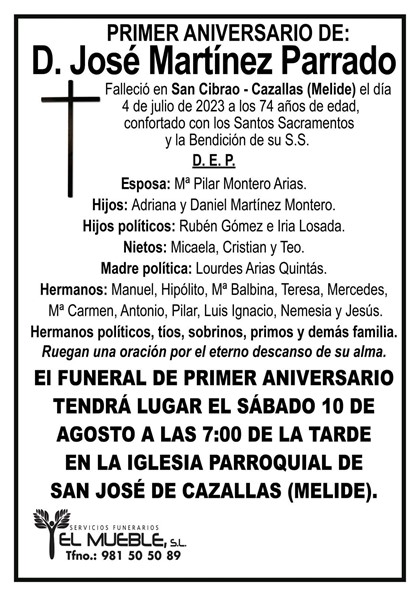 Primer anivversario de D. José Martínez Parrado.